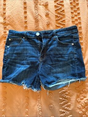 Women's Dark Blue Denim Cutoff Shorts